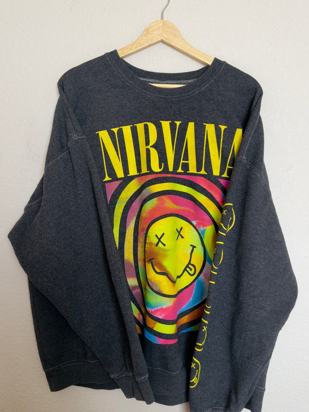 Urban Outfitters Black Nirvana Neon Graphic Crewneck Sweatshirt